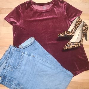 SOLD - Wine Colored Velvet Shirt